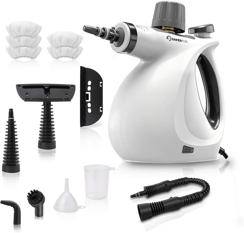 SakerPlus Steam Disinfection Cleaner, Handheld Pressurized Natural Steam Cleaner with 9 PCS Accessories, Portable Multi-Surface Steamer for Cleaning Home Kitchen Floor, Upholstery, Tile Grout & Car - Image 1